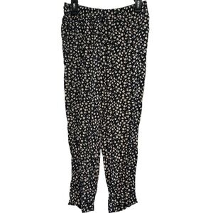 American Eagle Black Floral Viscose Pants Cottagecore Boho